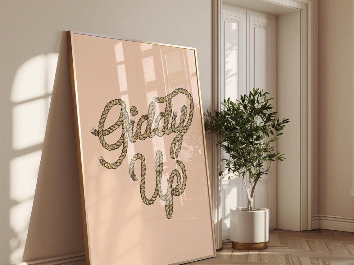 Giddy Up Rope Typography, Western Rustic Decor - Image 2