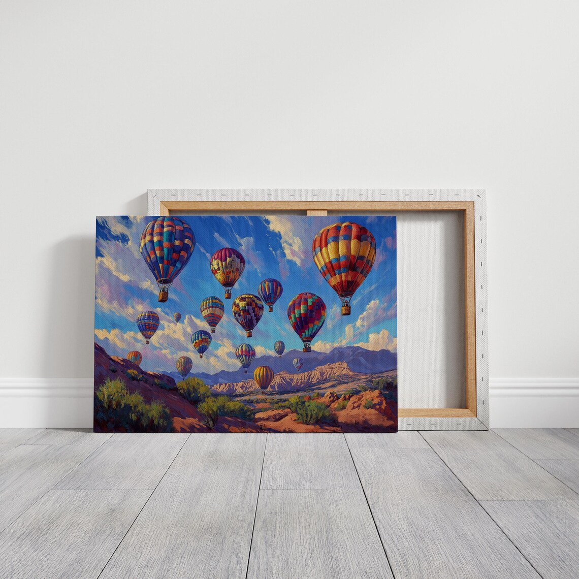 Colorful Hot Air Balloons Over Desert Canyon Vibrant Sky Wall Art Poster - Image 5