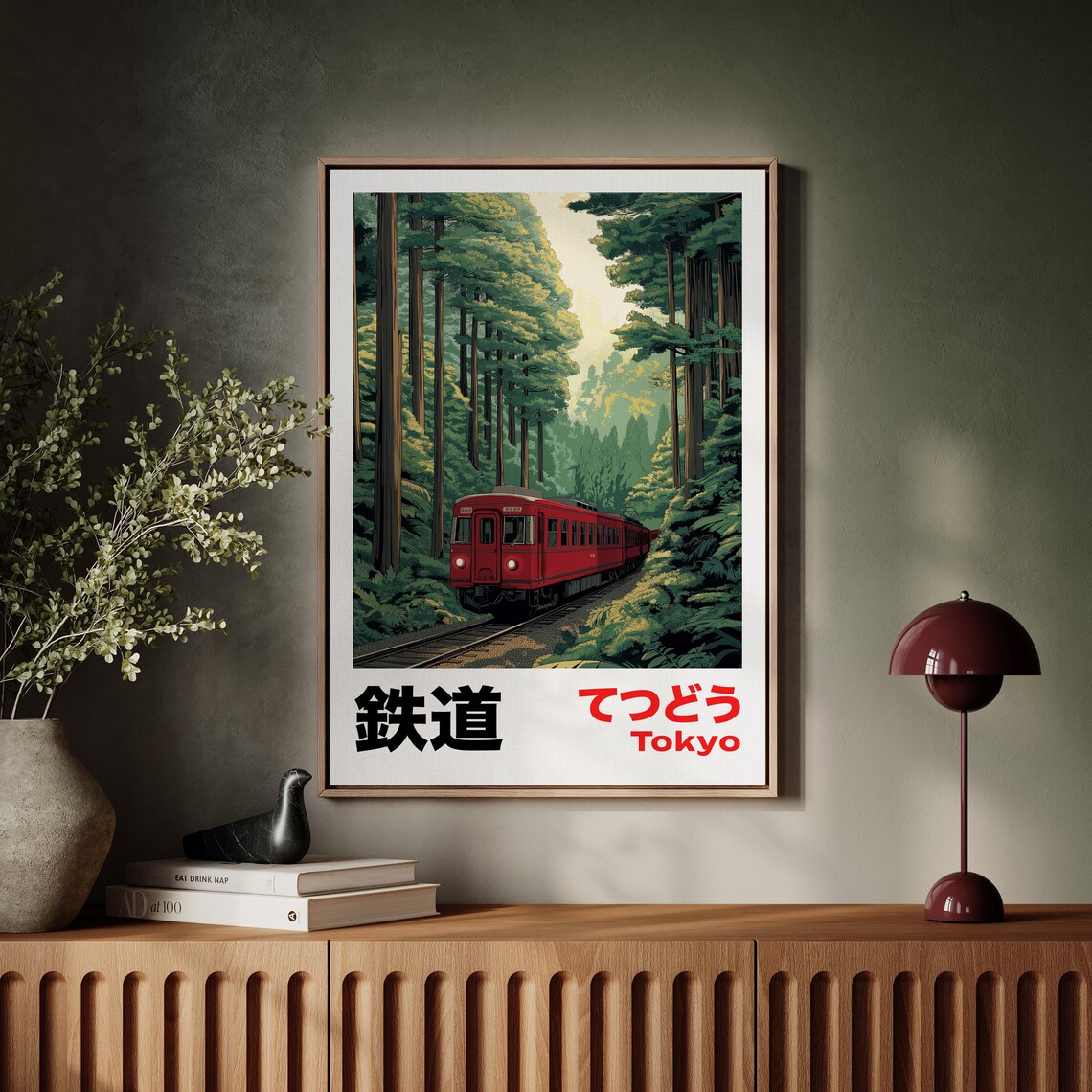 Vintage Japanese Railway Print, Scenic Forest Train - Image 5