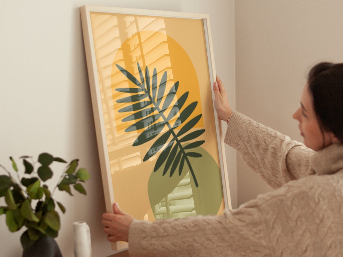 Mustard Yellow Arch Palm Leaf Botanical Modern Boho Wall Poster - Image 4