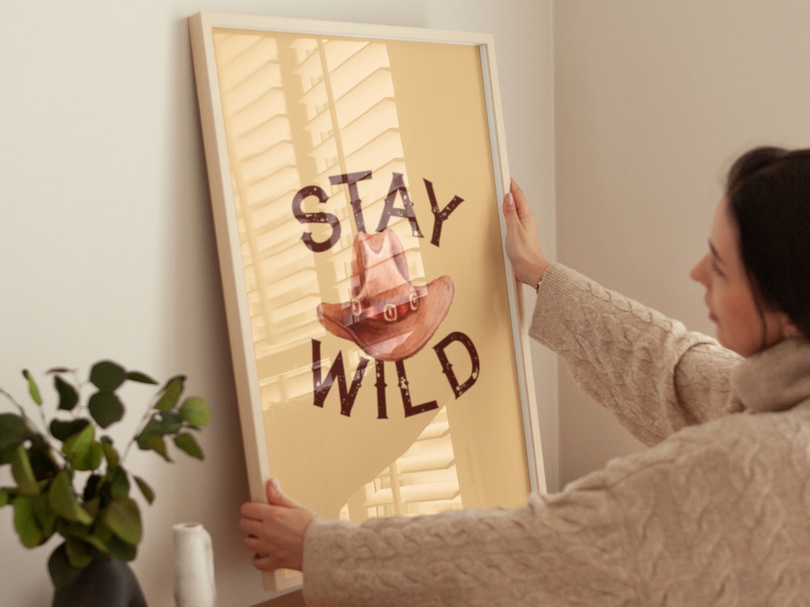 Stay Wild Cowboy Hat Rustic Western Typography Quote Wall Poster - Image 4
