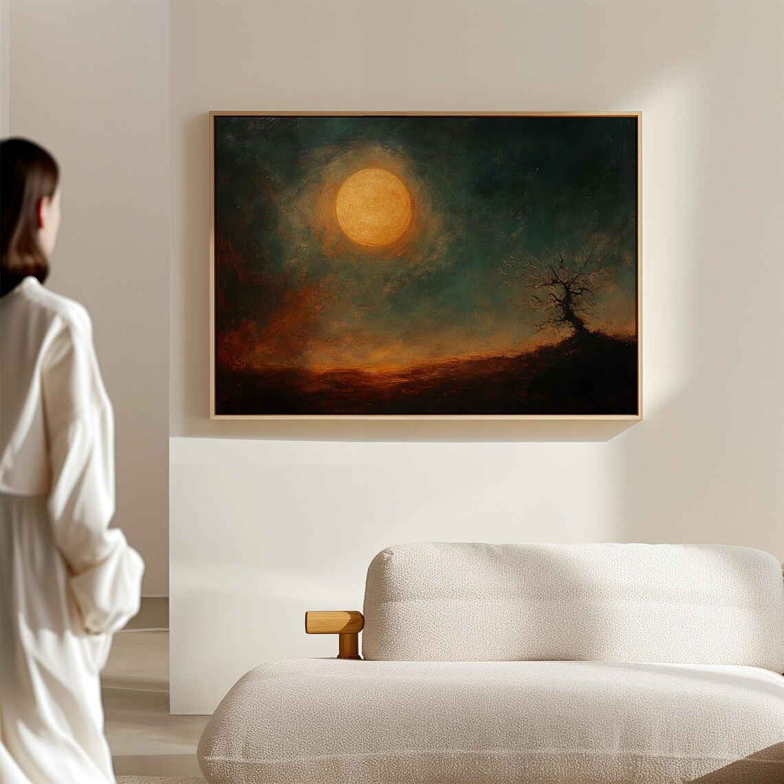 Full Moon Over Lonely Tree, Moody Night Landscape - Image 3