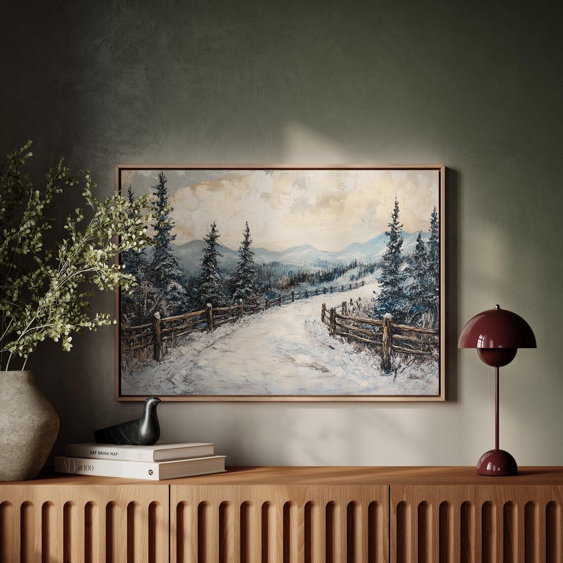 Snowy Mountain Pathway Art Print, Winter Landscape - Image 5