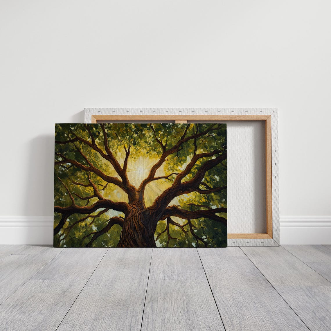 Majestic Oak Tree Canopy Sunlight Glowing Branches Wall Poster - Image 2