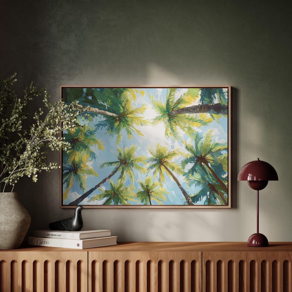 Vibrant Palm Tree Canopy Blue Sky Summer Island Paradise Poster - Image 4