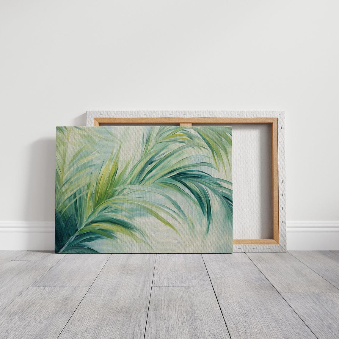 Tropical Palm Leaves Soft Green Blue Refreshing Island Nature Poster - Image 5
