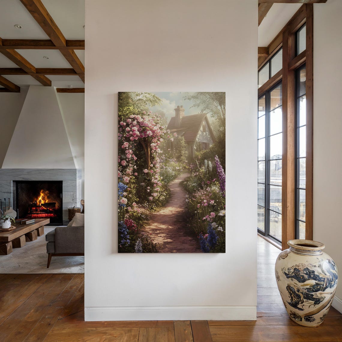 Cottage Garden Path Rose Arch Country Landscape Romantic Floral Poster - Image 3