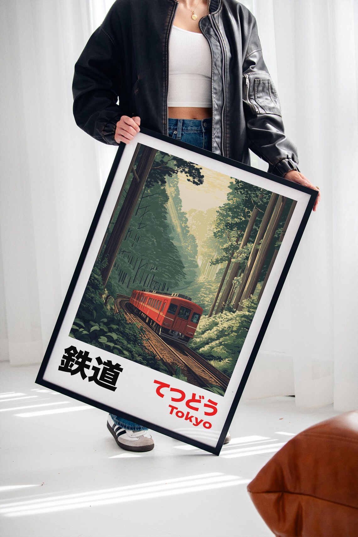 Retro Japanese Railway Poster, Vintage Tokyo Forest - Image 3