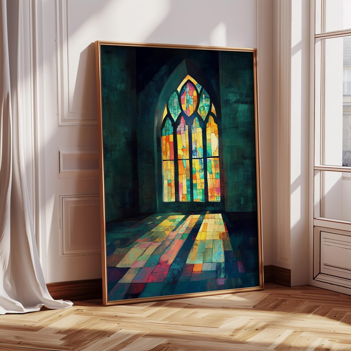 Stained Glass Light Rays Church Window Art Print - Image 3