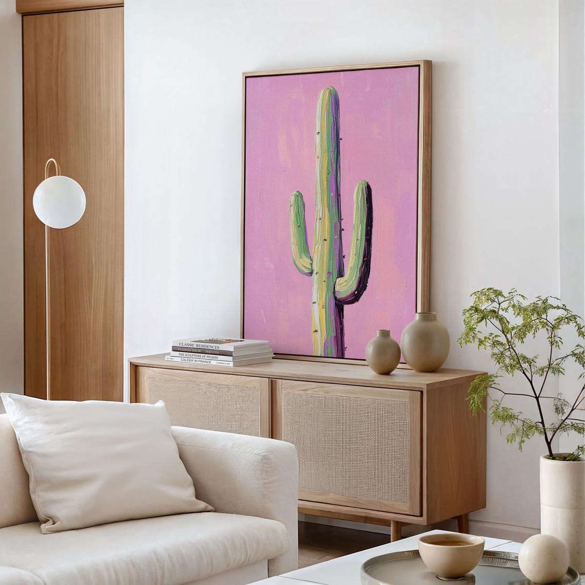 Saguaro Cactus Bright Pink Background Modern Desert Art Poster - Image 3