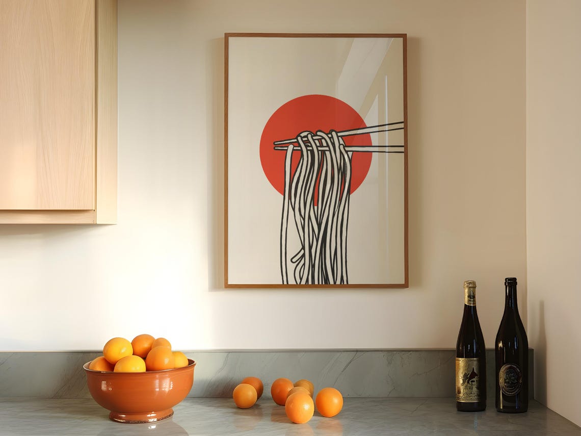Ramen Noodles Chopsticks Red Sun Circle Minimalist Japanese Poster - Image 4