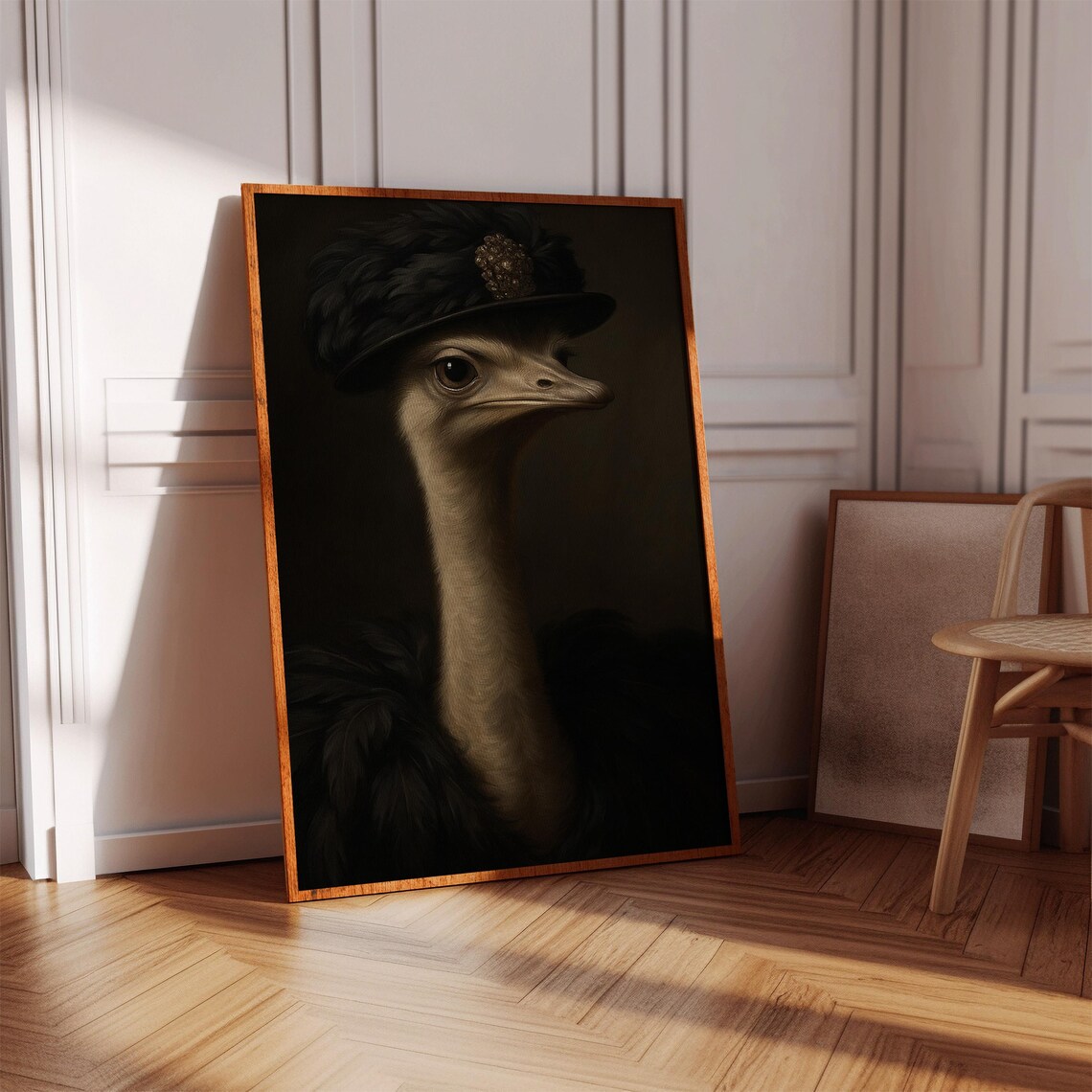 Regal Ostrich Portrait, Vintage Style Pet Parody - Image 4