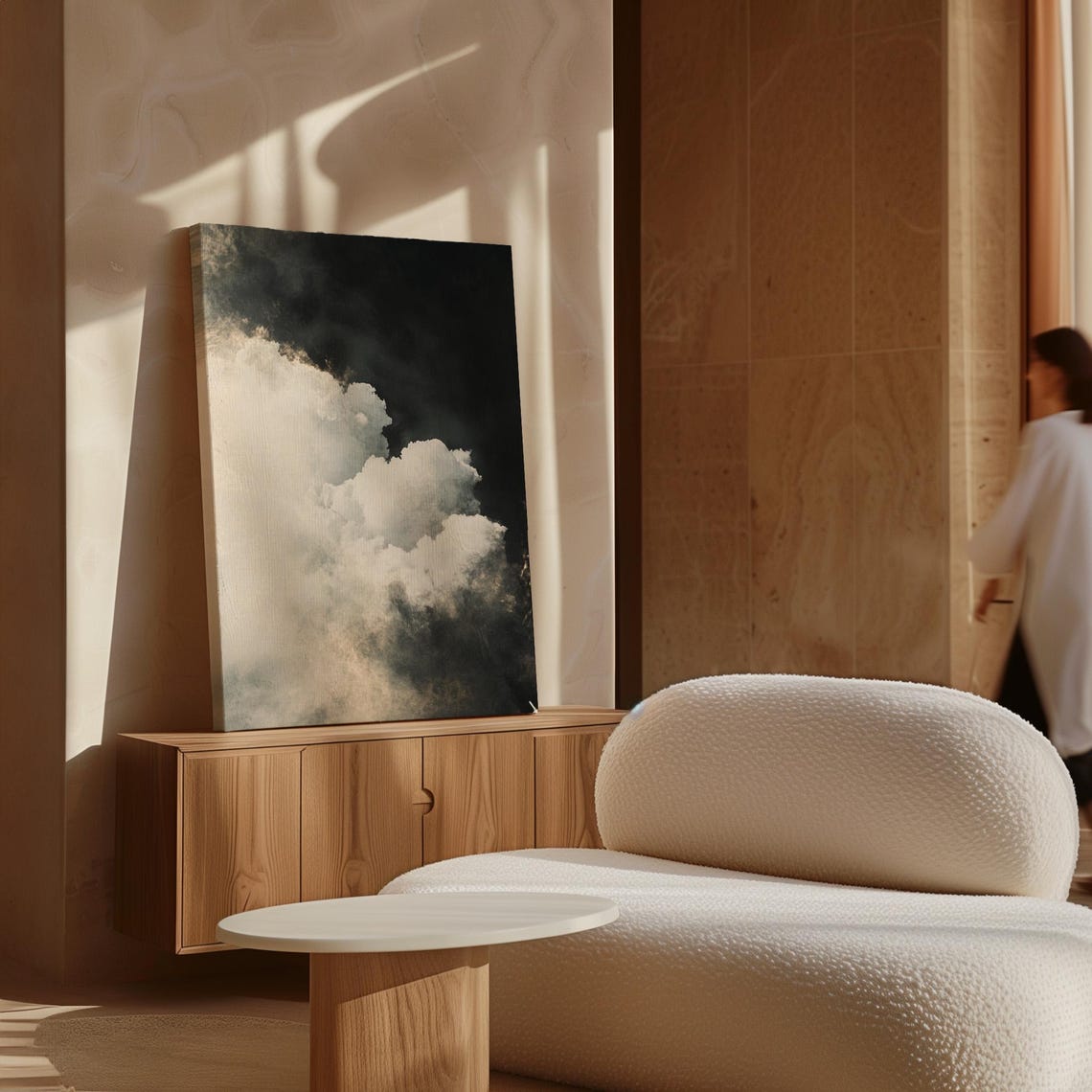 Ethereal Cloudscape Print In Soft Neutral Tones Modern Abstract Wall Art For Calm And Minimalist Home Decor - Image 3