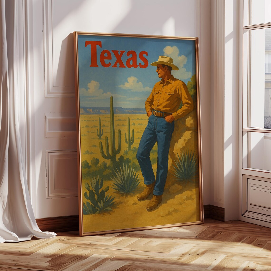 Vintage Texas Cowboy Retro Western Desert Art Print - Image 5