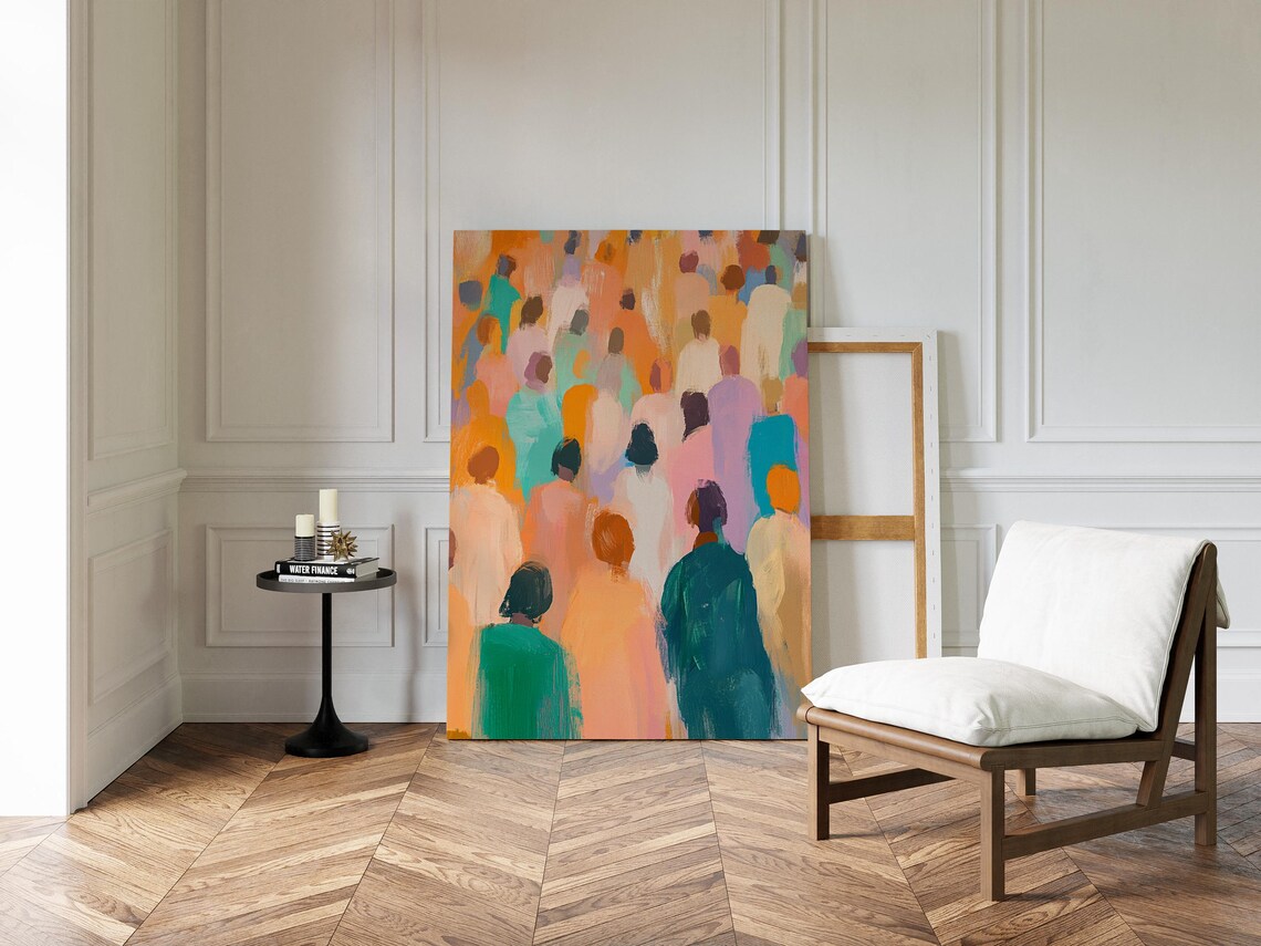 Abstract Crowd Movement, Expressionist Painting - Image 5