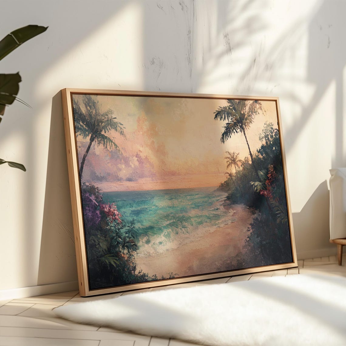 Tropical Beach Sunset Turquoise Ocean Palm Cove Serene Coastal Poster