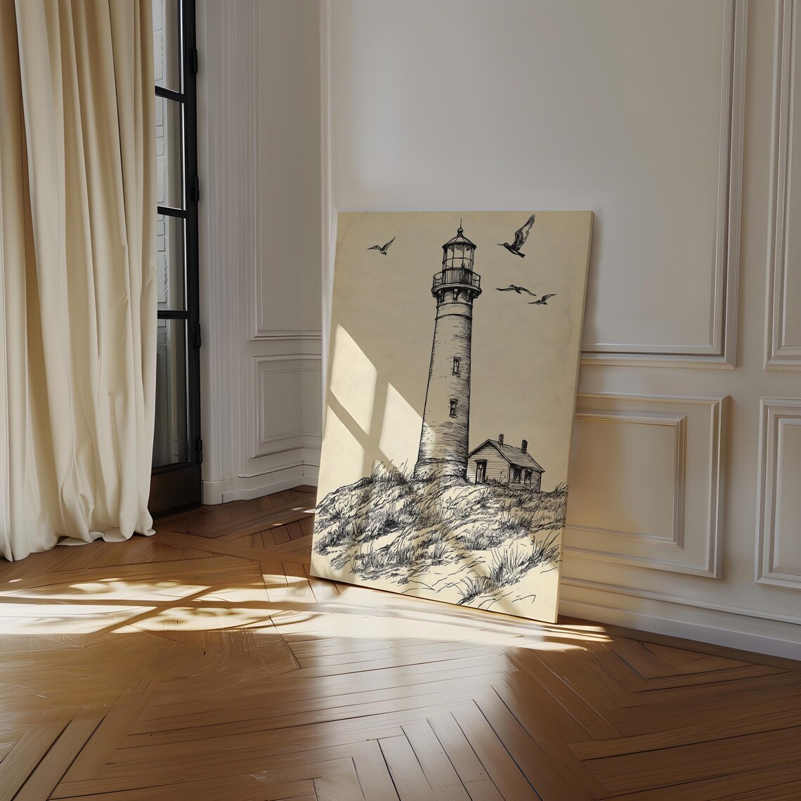 Vintage Lighthouse Sketch, Coastal Nautical Art Print - Image 2