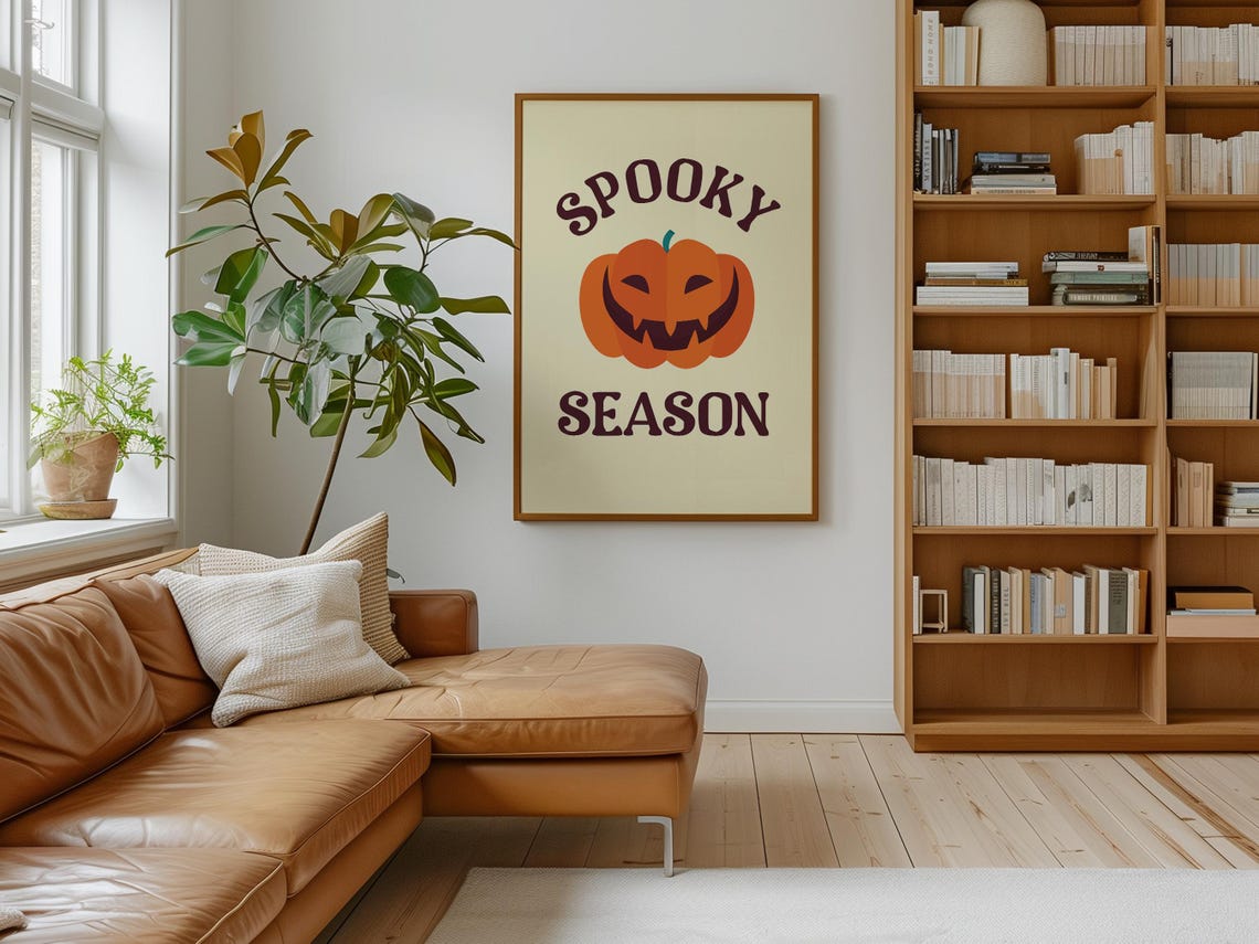 Spooky Season Jack O Lantern Retro Halloween Pumpkin Wall Art Poster - Image 4