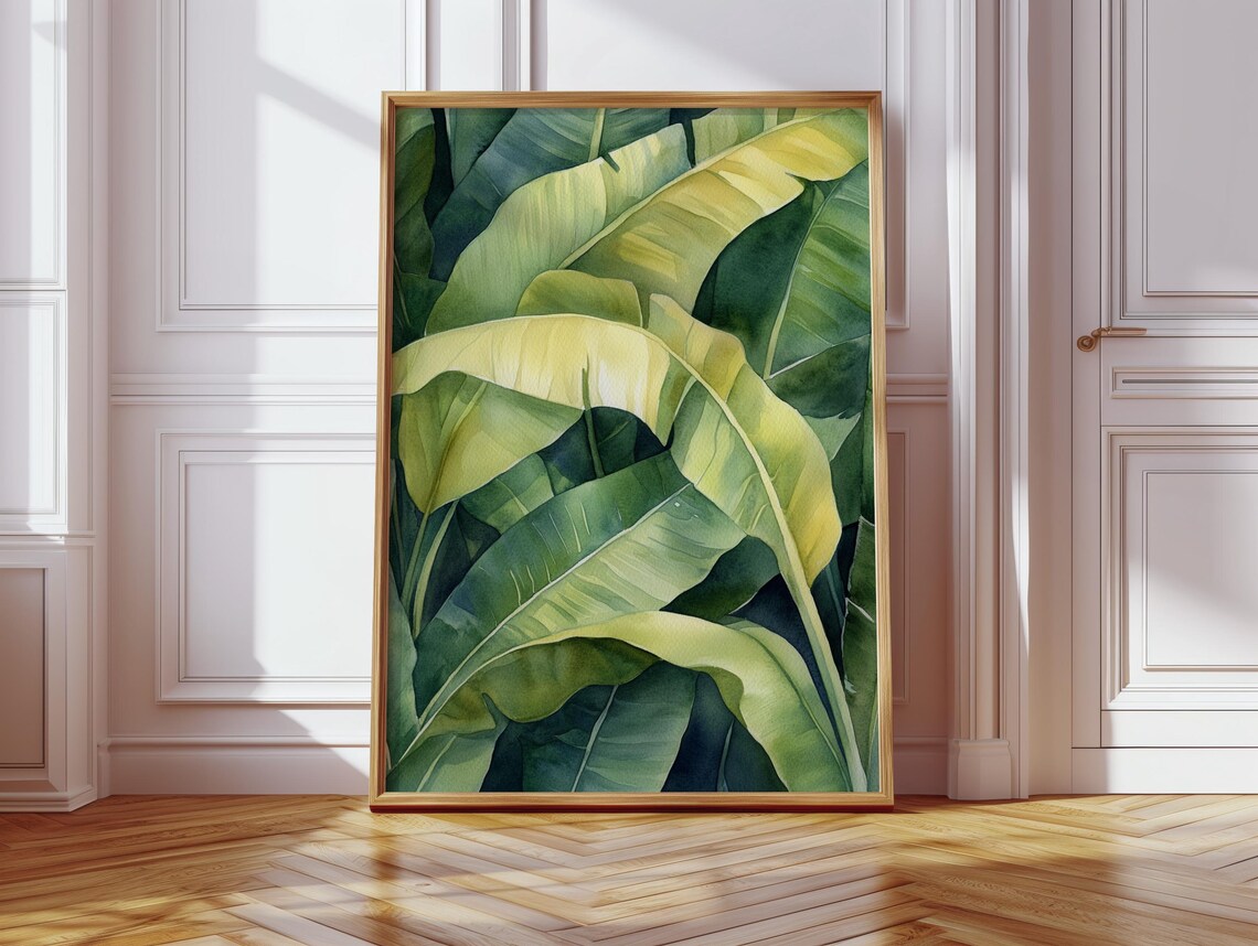 Lush Banana Leaf Watercolor Tropical Botanical Art Print