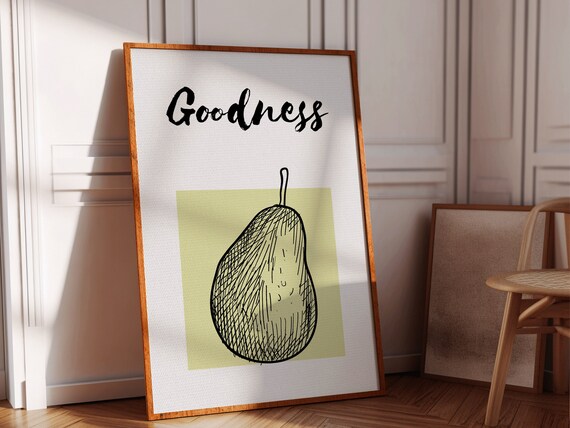 Goodness Pear Fruit Sketch Christian Affirmation Wall Art Poster