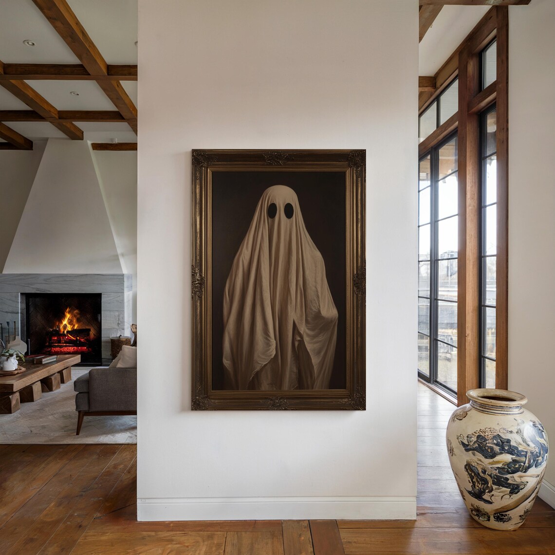 Vintage Ghost Portrait, Gothic Halloween Decor - Image 5