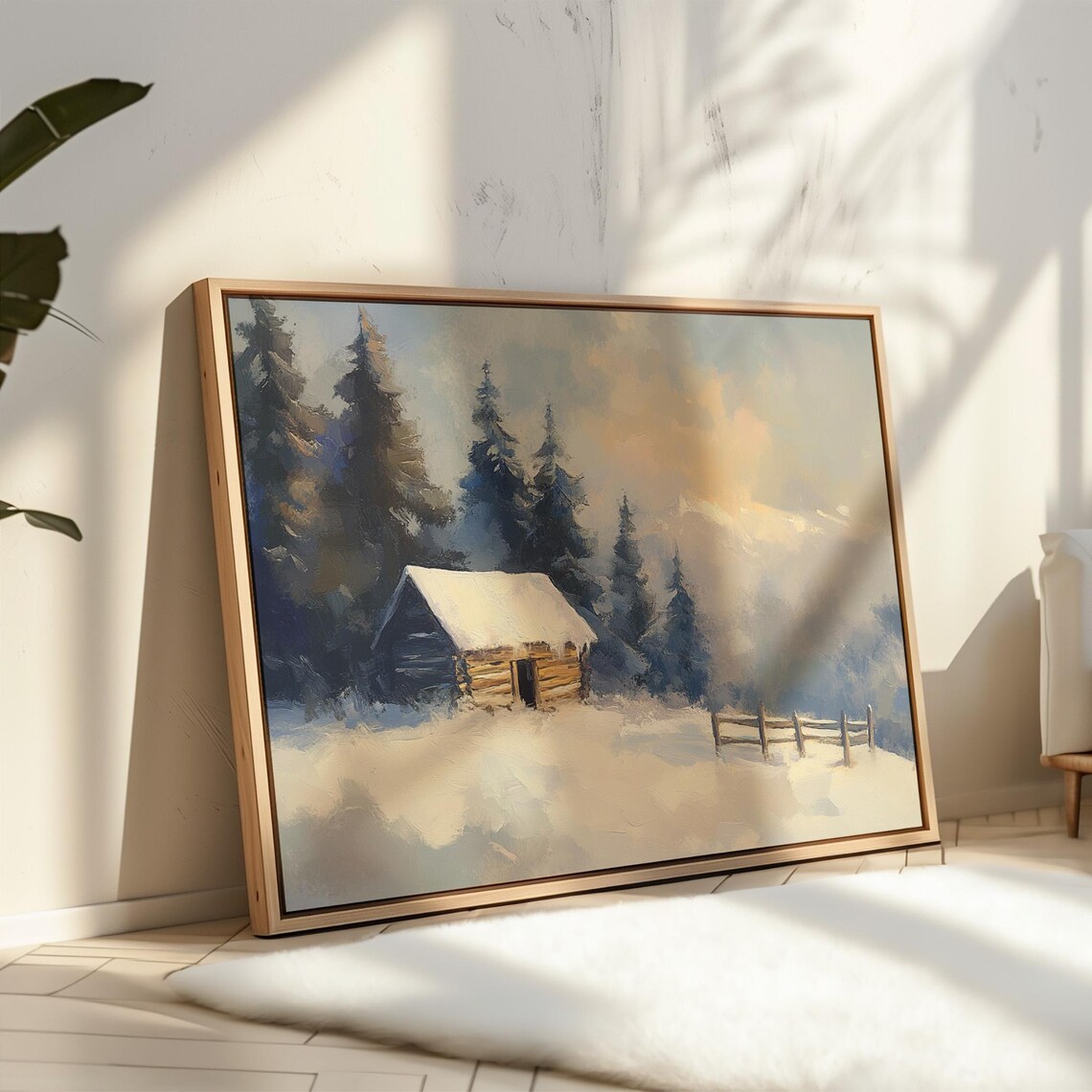 Cozy Winter Cabin in Snowy Landscape, Rustic Mountain Retreat - Image 5