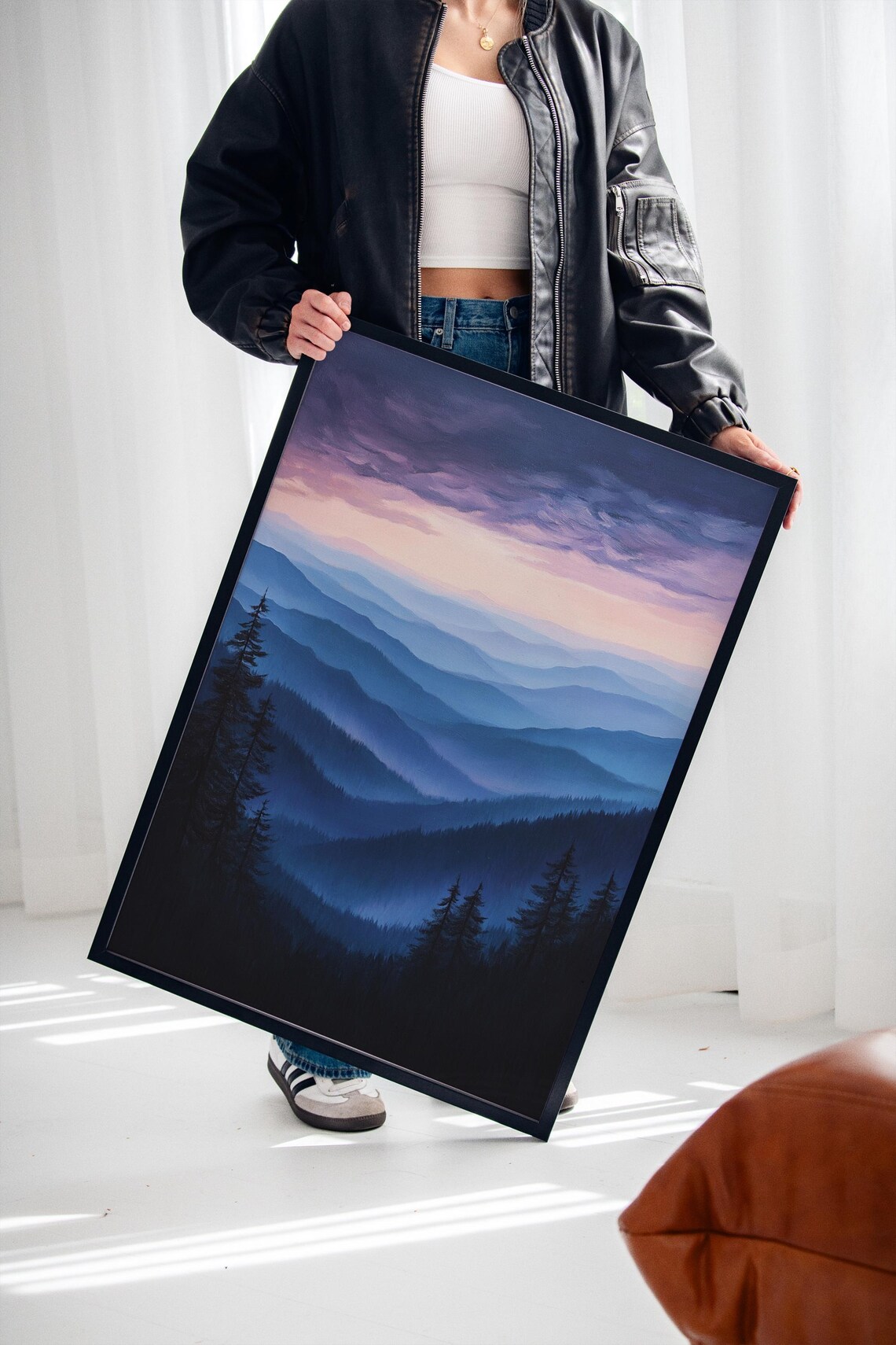 Misty Blue Ridge Mountain Art Print, Layered Landscape - Image 3