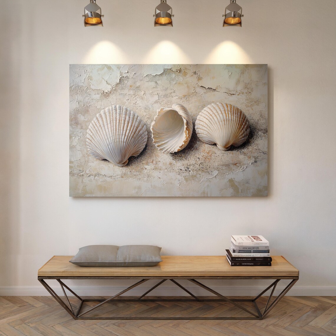 Coastal Seashell Still Life, Textured Beach Background - Image 3