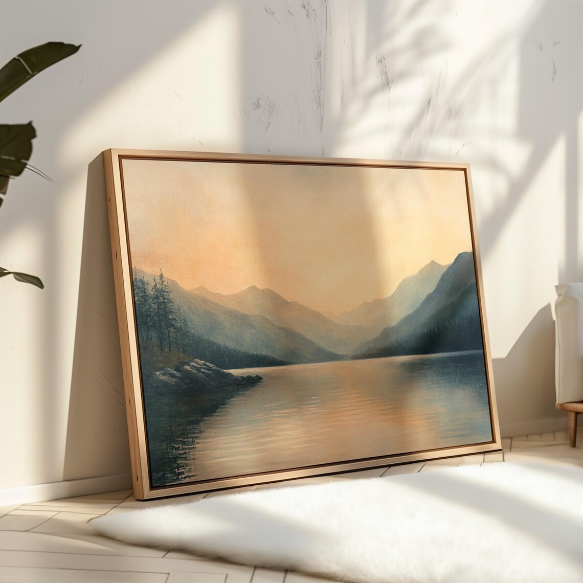 Sunset Mountain Lake, Minimal Nature Landscape - Image 4