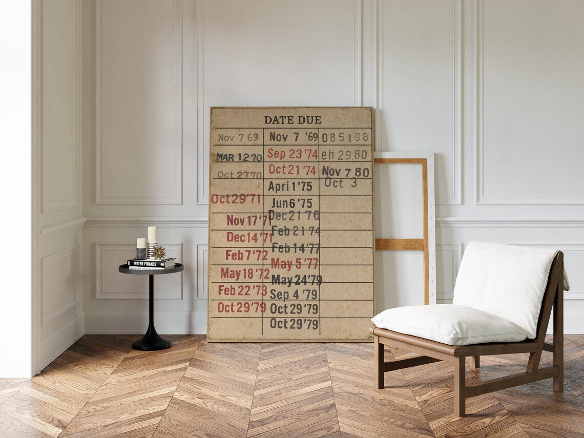 Vintage Library Due Date Card Retro Bookish Nostalgia Poster - Image 2