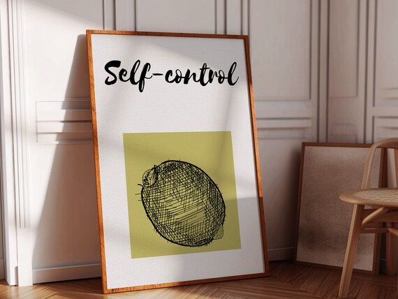 Self Control Fruit of the Spirit Lemon Sketch Christian Quote Poster