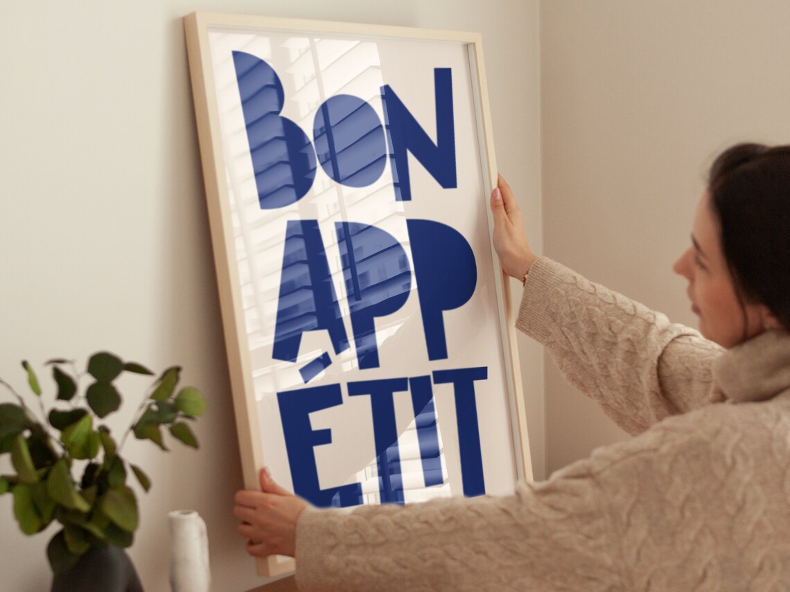 Bon Appetite Kitchen Poster, Boho Minimalist - Image 3
