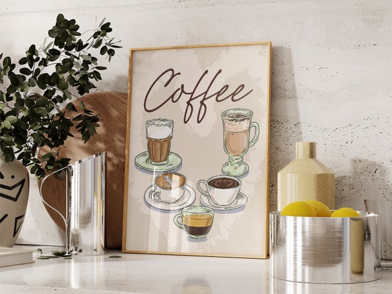 Coffee Bar Wall Art Boho Minimalist Prints Modern Art Bohominimalistdecor Trendy Coffee Art Physical Poster Print Shipped To You