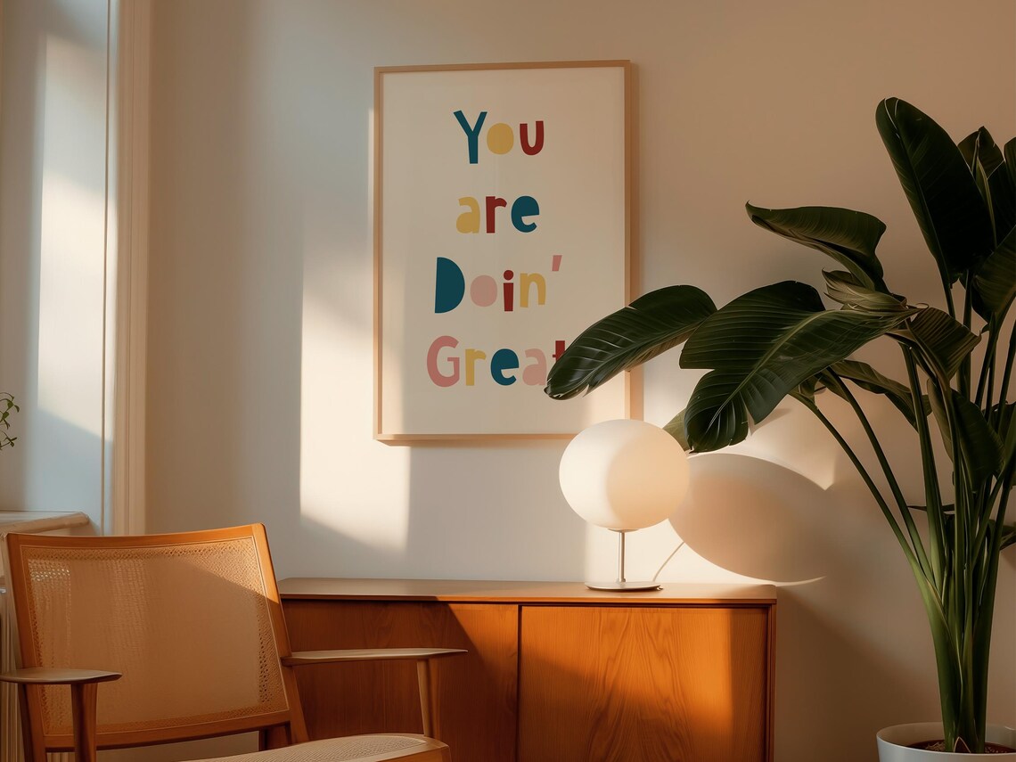 You Are Doin Great Colorful Retro Lettering Cheerful Office Poster - Image 2