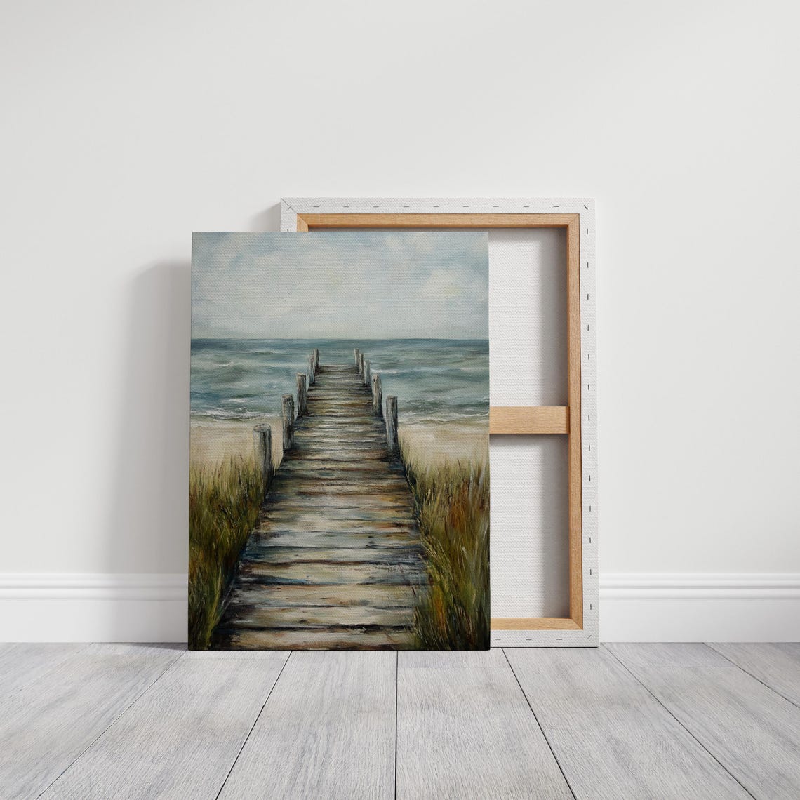 Wooden Pier Over Dunes Leading To Calm Ocean Serene Coastal Print - Image 4