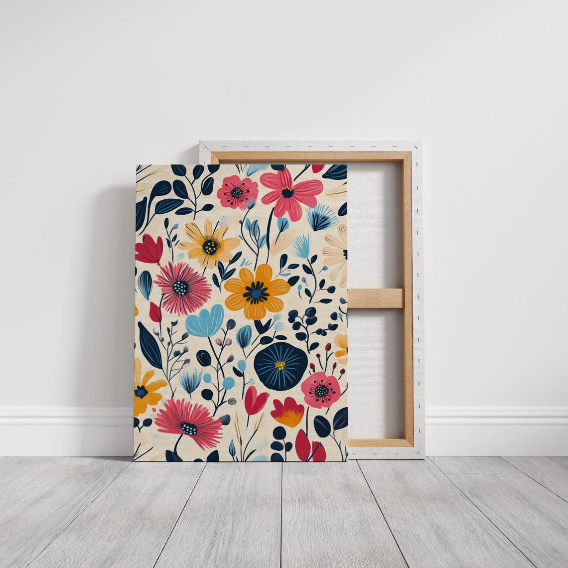 Dynamic Floral Illustration With Colorful Blossoms In Pink Yellow Blue And Red Hues Featuring Bold Modern Botanical Patterns - Image 5