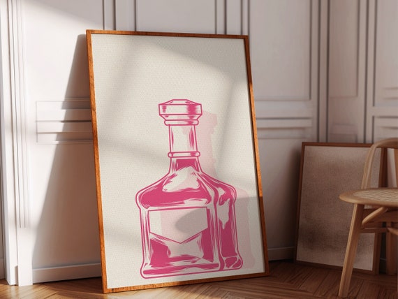 Pink Bar Cart Wall Art Minimalist Prints Modern Art Bohominimalistdecor Bar Art File