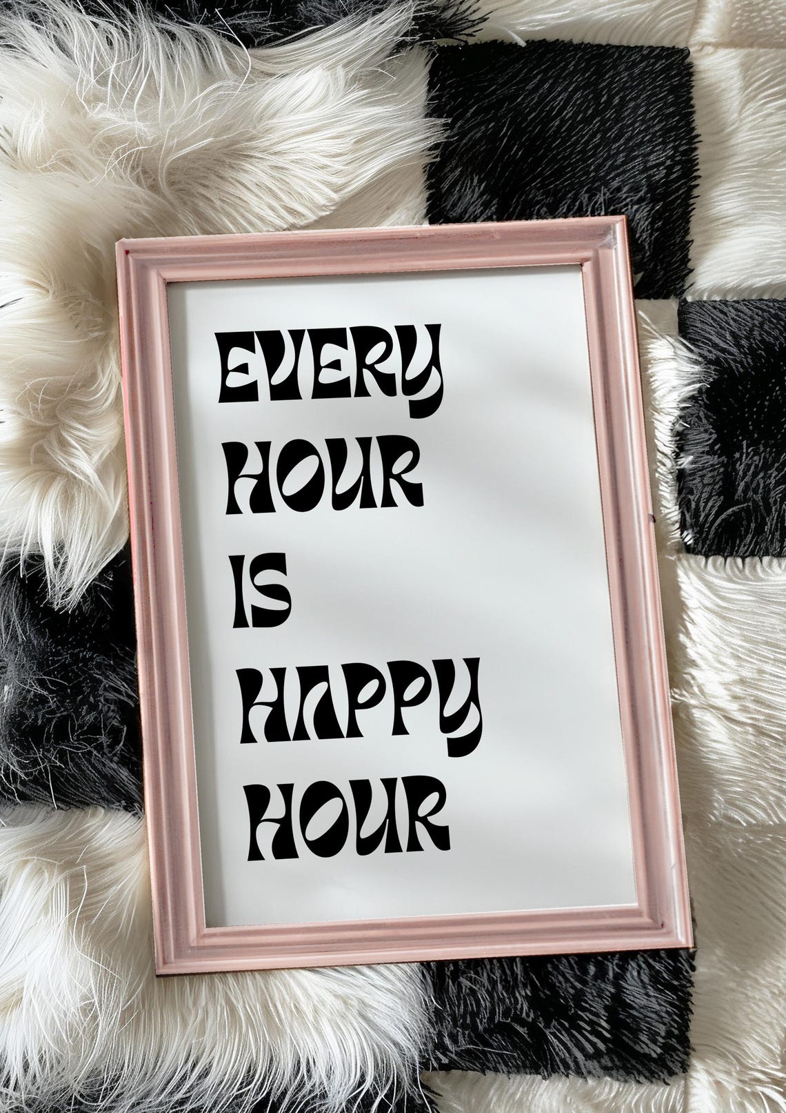 Retro Every Hour Is Happy Hour Wavy Typography Bar Quote Print - Image 3
