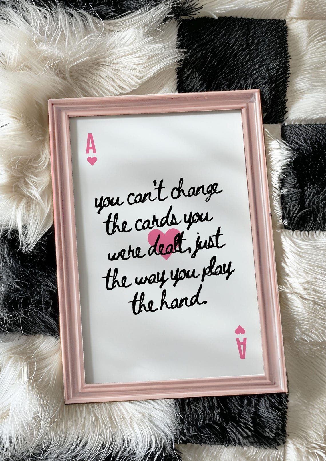 Pink Ace Of Hearts Playing Cards Quote Typography Love Art Print - Image 4