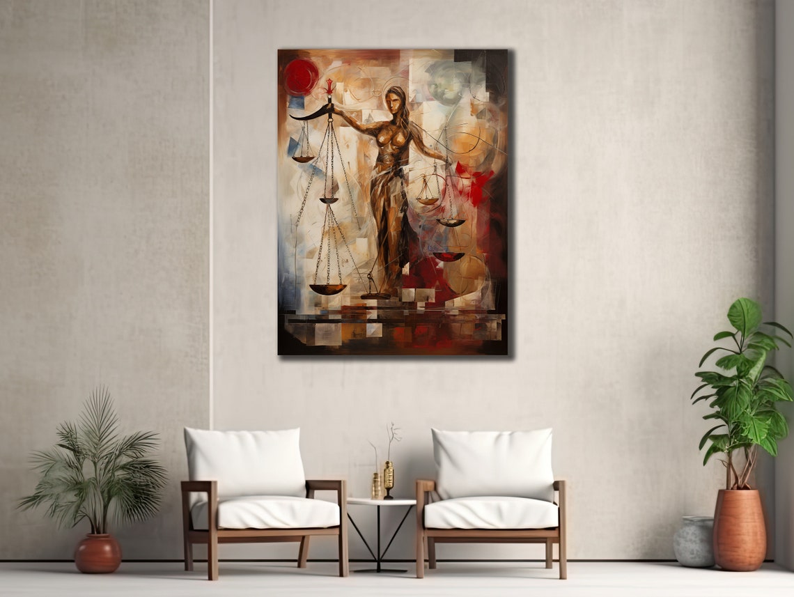 Scales Of Justice Art Lawyer Office Wall Decor Print Wall Art Gift For Lawyer Lawyer Gifts Balance Of Justice Painting On Canva