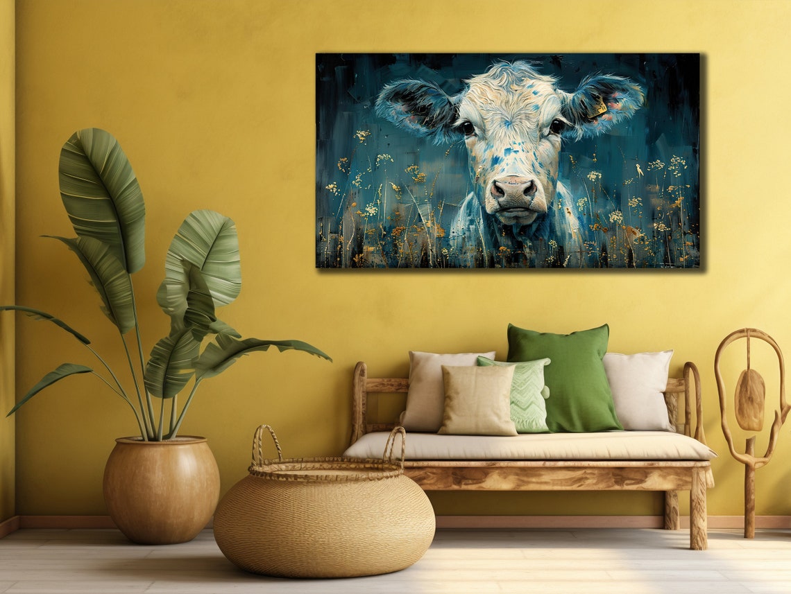 Cow Baby Printing Cow Wall Decor Abstract Animal Wall Art Painting On Colorful Animal Art Farmhouse For Gifts