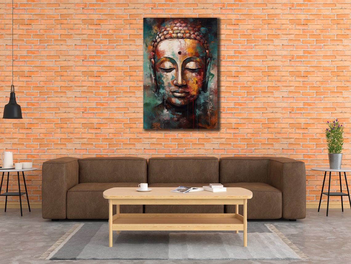 Colorful Buddha Face Abstract Spiritual Zen Meditation Art Poster - Image 2