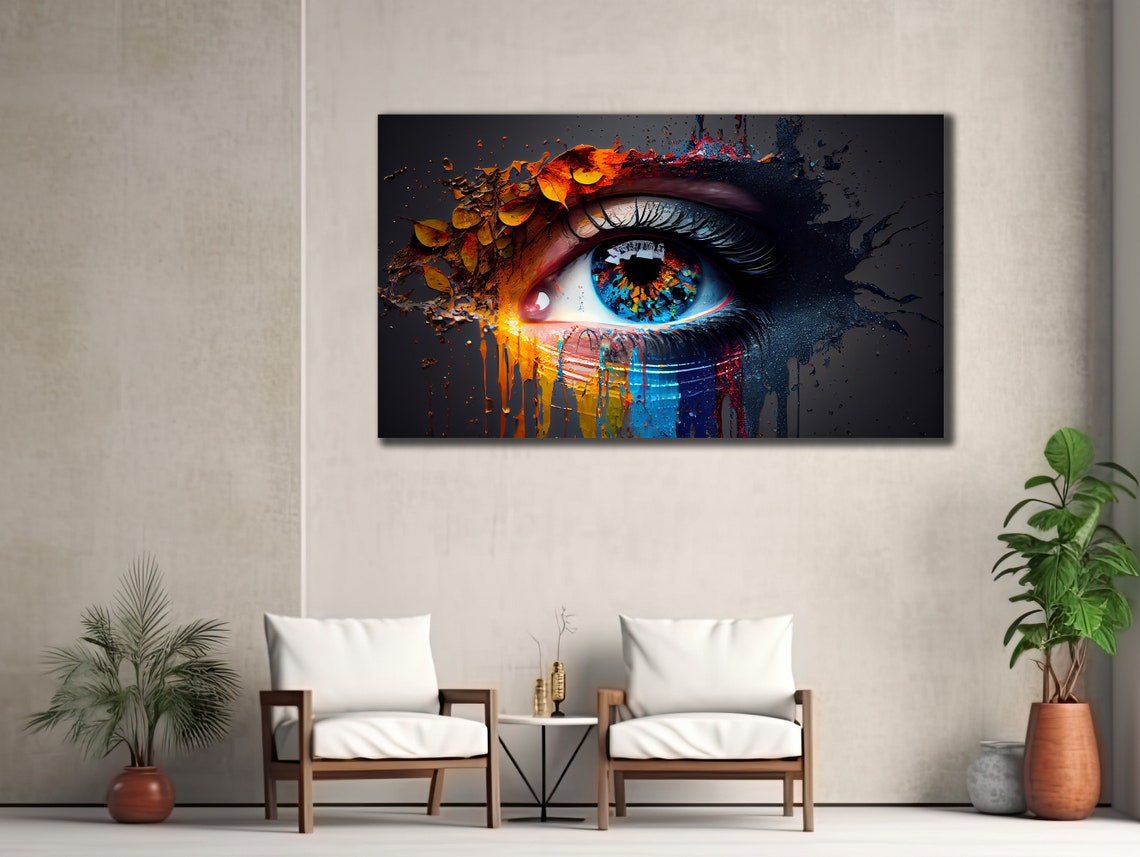 Colorful Human Eye Paint Splash Abstract Vision Surreal Art Poster
