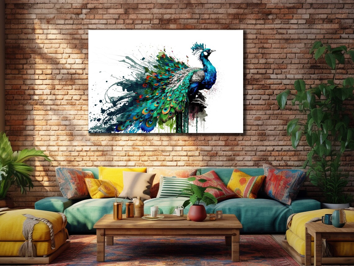 Blue Peacock Elegant Bird Poster for Home Decor