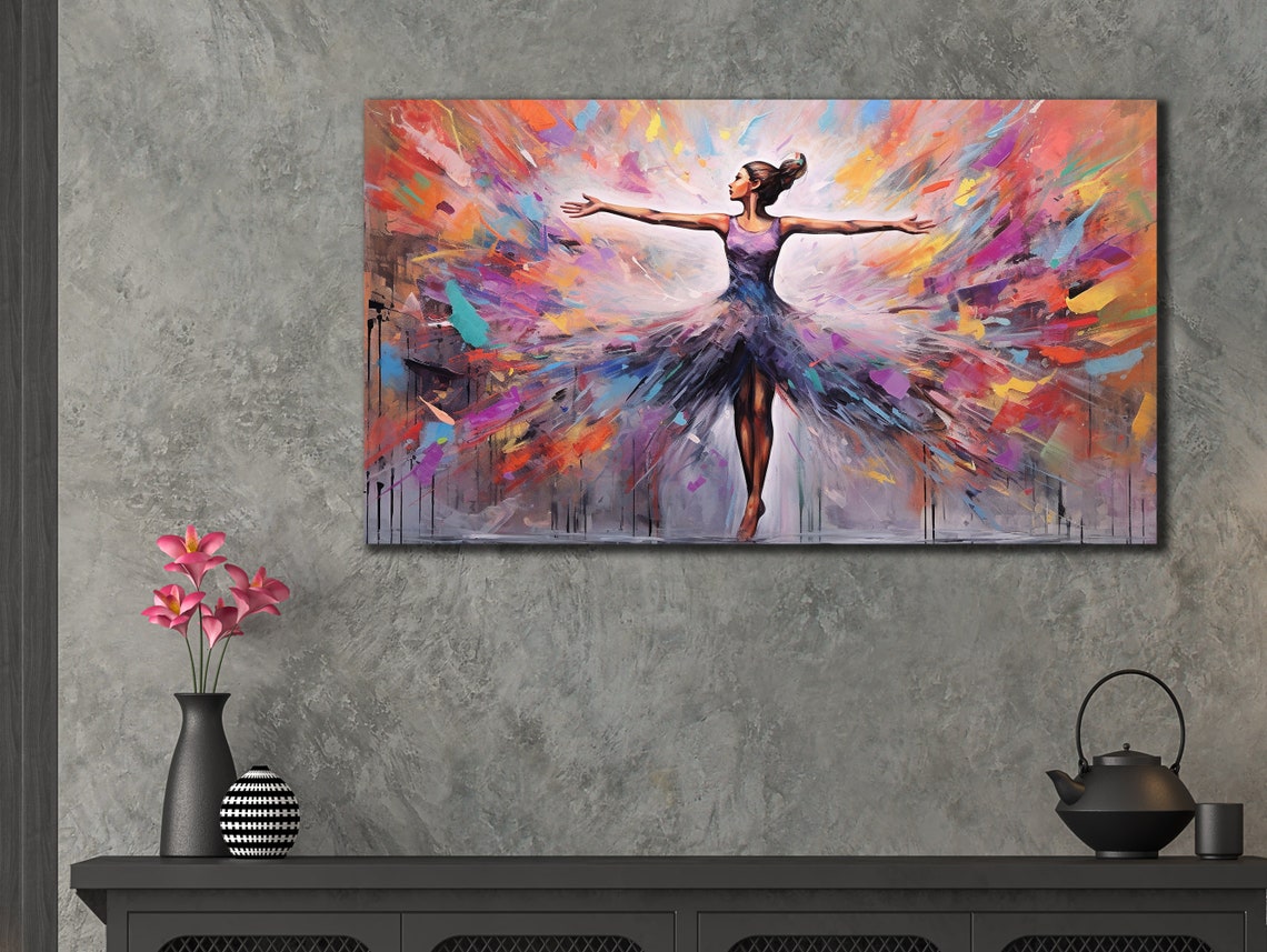 Ballerina Dancer Colorful Abstract Splash Painting Gift For Her Poster - Image 3