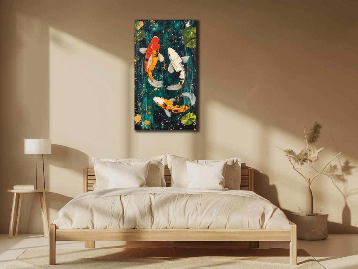 Koi Fish Art Print For Bedroom Decor Colorful Fishes Wall Decor Sea Painting Animal Print On Underwater Life Painting Art