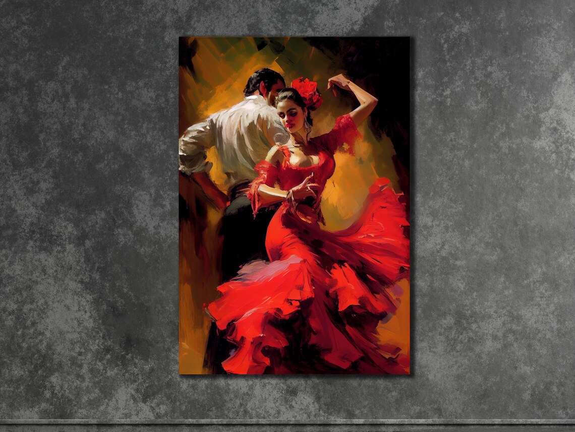 Flamenco Couple Dance Wall Art Print, Spain Style