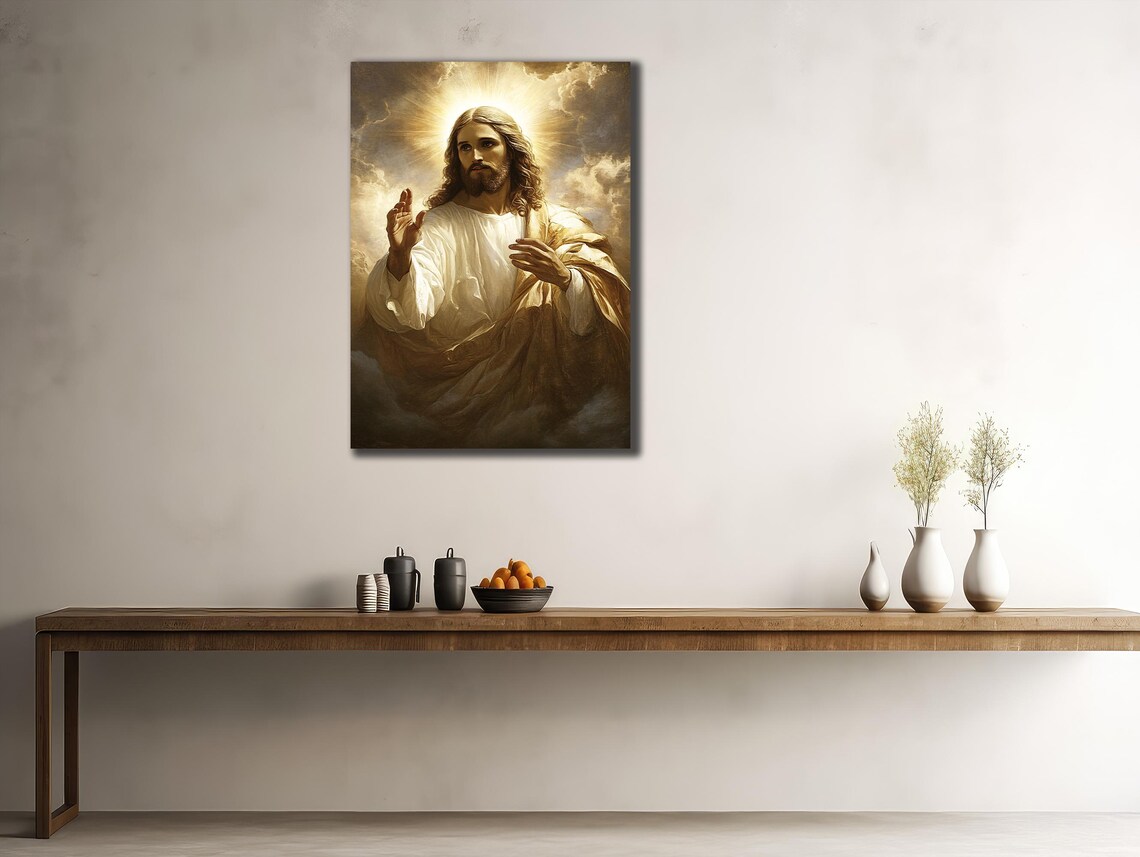 Jesus Ascension Rising Clouds Divine Glow Christian Religious Wall Poster - Image 2