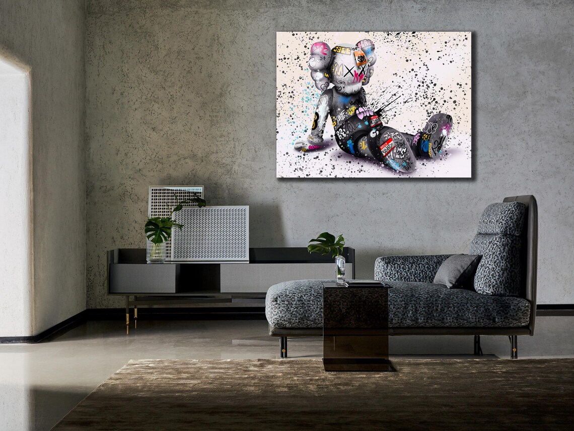 Kaws Companion Figure Colorful Graffiti Pop Art Sitting Poster
