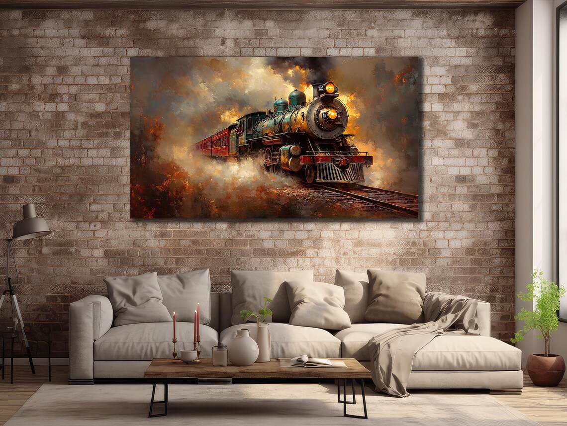 Vintage Steam Locomotive Smoke Dramatic Retro Train Wall Art Print - Image 2